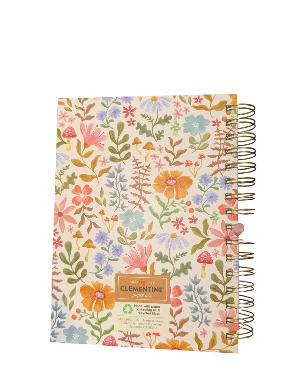 Clementine Floral Spiral Notebook - Cream Multicolor. NWT